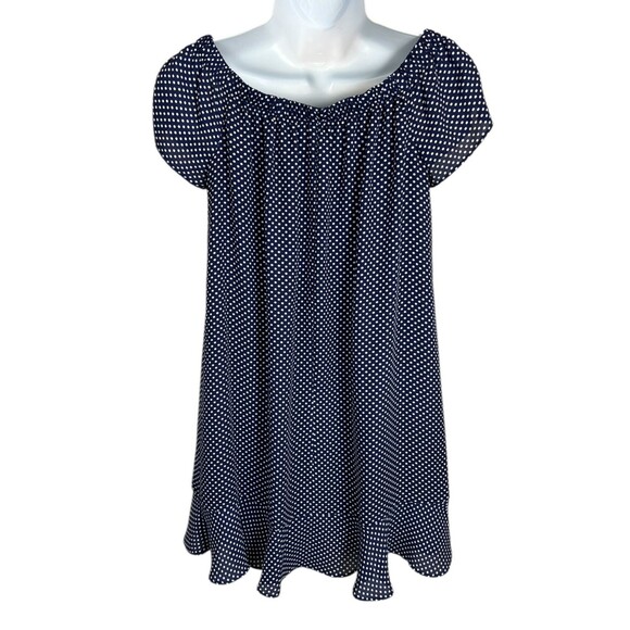 Express Navy On / Off Shoulder Mini Dress  XS  Shift  Date Night Dark Romantic - Picture 2 of 10